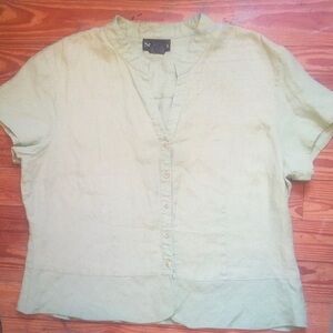 Sage Green Button-Up Women's Top